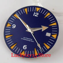 Nlolgo relógio automático em aço azul/preto 31mm, mostrador para miyota 8215 821a movimento marcas luminosas laranja e manual 2024 - compre barato