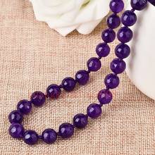 Long 18" 8mm Faceted Purple Jade Round gemstone Necklace AAA 2024 - купить недорого