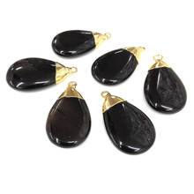 Natural Agates Stone Pendants Waterdrop Shape Polished Black Agates Stone Charms for Jewelry Making Necklace Bracelet Gift 2024 - buy cheap