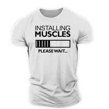 Мужская спортивная футболка для фитнеса, Мужская Удобная модная футболка, дышащая футболка с круглым вырезом для упражнений, Мужская футболка 2024 - купить недорого