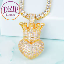 Crown Heart Pendant Gold Plated Necklace Men's Hip Hop Rock Jewelry 2024 - buy cheap