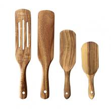 Conjunto de espátula de madeira para cozinha, utensílios de cozinha com espátula de madeira natural antiaderente 2024 - compre barato