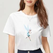 Periwinkle-Camiseta con estampado de Harajuku campanilla de Disney para mujer, Top informal de cuello redondo para chica, camiseta de verano, envío directo 2024 - compra barato