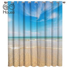 Cortinas de praia tropical oceano, cortinas com janela grande, haste para cozinha 2024 - compre barato