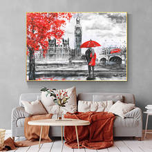 RELIABLI Red Umbrella Posters And Prints Canvas Painting Lovers Girl With Red Dress Pictures Wall Art For Living Room Home Decor 2024 - buy cheap