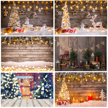 Christmas Wood Tree Backdrops Bauble Gray Wooden Floor Flower Photo Backgrounds Photography Gift Birthday Party Photo Studio 2024 - buy cheap