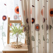 New Curtains Pastoral Style Embroidered Sunflower Blackout Curtains for Living Room Cotton Linen Window Curtains for Bedroom 2024 - buy cheap