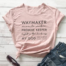 Camiseta de algodón puro de Waymaker, prenda de vestir, con eslogan, frase, religión, bautismo de la Biblia, Estilo vintage 2024 - compra barato