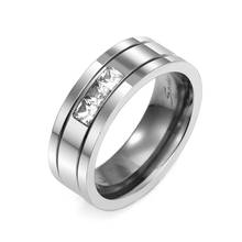 Anel de tira masculino e feminino, anel clássico de aço inoxidável cz, joias para festa de casamento lkr38 2024 - compre barato
