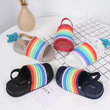 Kids Slippers 2021Summer Children's Rainbow Beach Sandals Outdoor Slippers Baby Girl Boy Cartoon Home Indoor Toddler Shoes 2024 - buy cheap