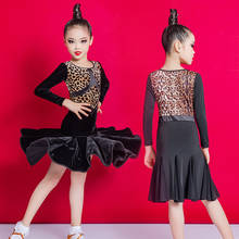 Girl Latin Dance Dress Ballroom Children Dance Costume Fashion Leopard Print Tango Dresses Dancing Stage Performance Clothing 2024 - buy cheap