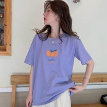 Camiseta holgada informal con estampado de frutas para mujer, camisetas coreanas Harajuku, Tops japoneses Kawaii, ropa Ulzzang para mujer 2024 - compra barato