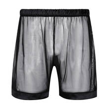 Cueca boxer sexy de verão, roupa de dormir, solta, gay, para homens, malha transparente, roupa de dormir casual 2024 - compre barato