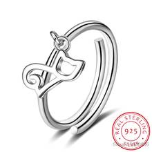 100% 925 Solid Real Sterling Silver Fine Jewelry Cat Openingl Ring Sizable 5 6 7 For Teen Girl Kid Xmas Gift XY1195 2024 - buy cheap