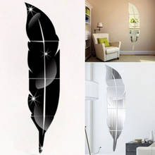 Adesivo de parede espelho de penas 3d, decalque de quarto com arte diy para decoração de casa 2024 - compre barato