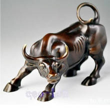 ---406+++OX Statue of the Fierce Bull of the Street Bronze of the Big Wall 8 inch(Length) 2024 - buy cheap