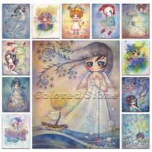 New Diamond painting Cartoon cute girl mermaid flower fairy princess beauty 5D DIY Full Square Drill embroidery Round mosaic 105 2024 - buy cheap