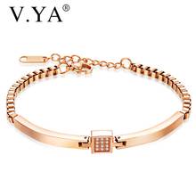 V.YA Simple Bracelet For Bracelets Bangle for Women Brilliant Rose Gold Color Jewelry Pulseira Feminia Elegant Jewelry Dropship 2024 - buy cheap