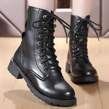 Ankle boots for women shoes spring 2022 new black motorcycle boots increase comfortable lace up pu leather boots women 2024 - buy cheap