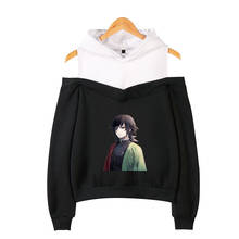 Sudadera con capucha de Demon Slayer Kimetsu no Yaiba para niña y mujer, con hombros descubiertos ropa sexy, disfraz de Nezuko Kamado, top 2024 - compra barato