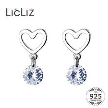 LicLiz-pendientes de plata fina con forma de corazón para mujer y niña, joyería para citas, con diamantes de circonita transparente, 925 2024 - compra barato