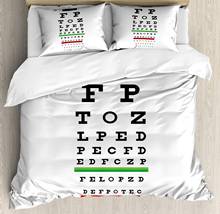 Eye Chart Duvet Cover Set Graph for The Measurement of Visual Acuity 3 Piece Bedding Set White Charcoal Grey 2024 - buy cheap