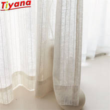 High-quality Linen Striped Curtains Tulle for Living Room Simple Japanese Style Flax Window Drapes Voile W-HM129#30 2024 - buy cheap