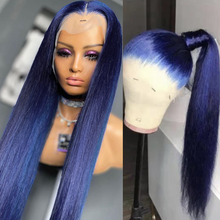 Темно-синий цвет прямые кружевные передние парики Омбре бразильские волосы Remy парики T часть кружева человеческие волосы стандартные для женщин 2024 - купить недорого