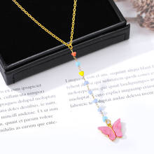 Collar con inicial de mariposa pequeña para mujer, gargantilla de Color rosa, accesorio de regalo de joyería 2024 - compra barato
