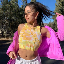 Tie-dye Colorblock Vest Women 2021 Summer Sleeveless Tank Tops Casual Punk Sexy Slim Fit Crop Tops Female Streetwear Harajuku 2024 - buy cheap