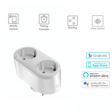2 In 1 16A EU Smart Wifi Dual Socket With Timing Function Tuya App Remote Control Smart Plug Support Google Assistant Alexa home 2024 - buy cheap
