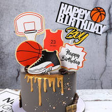 Basketball Cupcake Topper Football Theme Sports Happy Birthday Cake Topper Flags For Kids Boys Birthday Party Cake Decorations 2024 - buy cheap