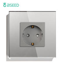 BSEED EU Standard 16A Electric Wall Socket 4 Colors Single Crystal Panel Electrical Outlet 110V - 250V 2024 - buy cheap
