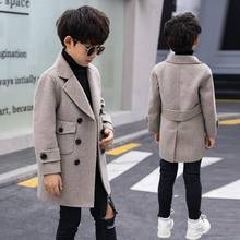 Winter Woolen Coat For 4-16 Boys 2020 Turn Collar Double Breasted Big Pockets Solid Apricot Boy Coat High Quality boys clothes 2024 - buy cheap