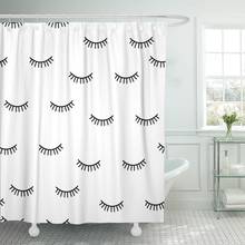 Lash Closed Eyes Black Cute Pattern Beauty White Shower Curtain Waterproof Polyester 60 x 72 inches Set with Hooks 2024 - buy cheap