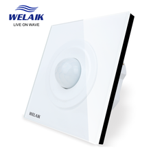 WELAIK Manufacturer-Glass Panel-Human-body sensing-Wall switch-UK Standard-Stair wall-switch  AC220V B17RTGYW 2024 - buy cheap