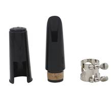 Kit de bocal de clarinete com ligadura, uma palheta e tampa de plástico ~ preto 2024 - compre barato