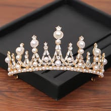 Handmade Crown And Pearl Crystal Rhinestone Bridal Hair Accessories Bridesmaid Accessories Head Wear Crown Gold 2024 - buy cheap