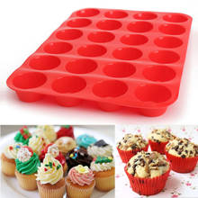 Mini Muffin Cup 24 cavidades Mini Muffin silicona jabón galletas Cupcake hornear Pan bandeja molde hogar DIY pastel hornear herramienta molde 2024 - compra barato