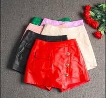 Genuine Free shipping,Brand leather womens shorts.fashion soft sheepskin slim short pants,quality female lady sexy shorts. 2024 - buy cheap