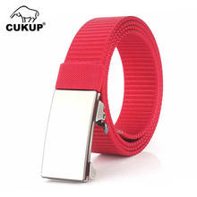 CUKUP 2020 New Design Sliver Blank Smooth Buckles Metal Male Good Quality Grey Nylon Belt Jeans Accessory Men 34mm Width CBCK182 2024 - buy cheap