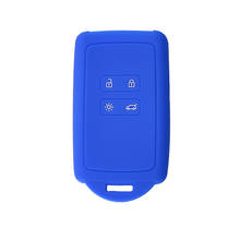 Capa de silicone com 4 botões azul para chave remota, acessório protetor para renault colegios kadjar 2016 2017 2024 - compre barato