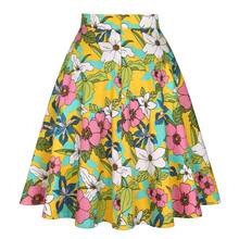 Falda de algodón con estampado Floral para mujer, falda Retro de estilo Vintage de los años 50 y 60, color amarillo y verde, Y2K, VD0020 2024 - compra barato