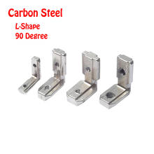 T slot de alumínio perfil ângulo direito suporte de aço carbono l-forma suportes 90 graus conector de canto interior cor prata 2024 - compre barato