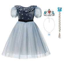 Vestido da neve rainha 2 elza, fantasia infantil de festa, vestidos de princesa de veludo macio para crianças, roupas estampadas 2024 - compre barato