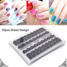 30 PCS Mixed Design Black White Lace 3d Nail Art Stickers Adhesive Nail Art Tips Decoration Accessories DIY Nail Beauty Tools 2024 - buy cheap