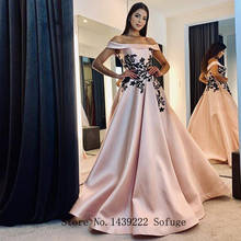 Sofuge Pink Satin Evening Dresses Prom Off The Shoulder Appliques Evening Gown Vestidos De Fiesta Robe De Soiree Plus Size 2024 - buy cheap