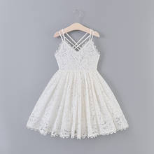 2020 New Girls Lace Dress for Kids Sling Cross Back Delicate Party Princess Dress for Children 1-10Yrs Teenages Clothing 2024 - buy cheap