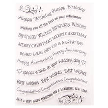 Sello de silicona transparente con palabras de cumpleaños y Navidad, para álbum de recortes DIY, tarjetas decorativas, fabricación de sellos claros 2024 - compra barato
