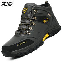 Bota de neve masculina, bota quente à prova d'água de couro para trabalho e caminhadas ao ar livre 39-47 2024 - compre barato